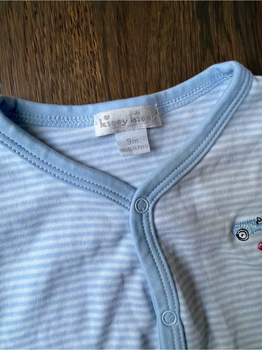Kissy Kissy Baby Short Sleeve Rompers Set in Light Blue and White 2pc